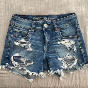 American Eagle Ripped Midi Stretchy Shorts 0